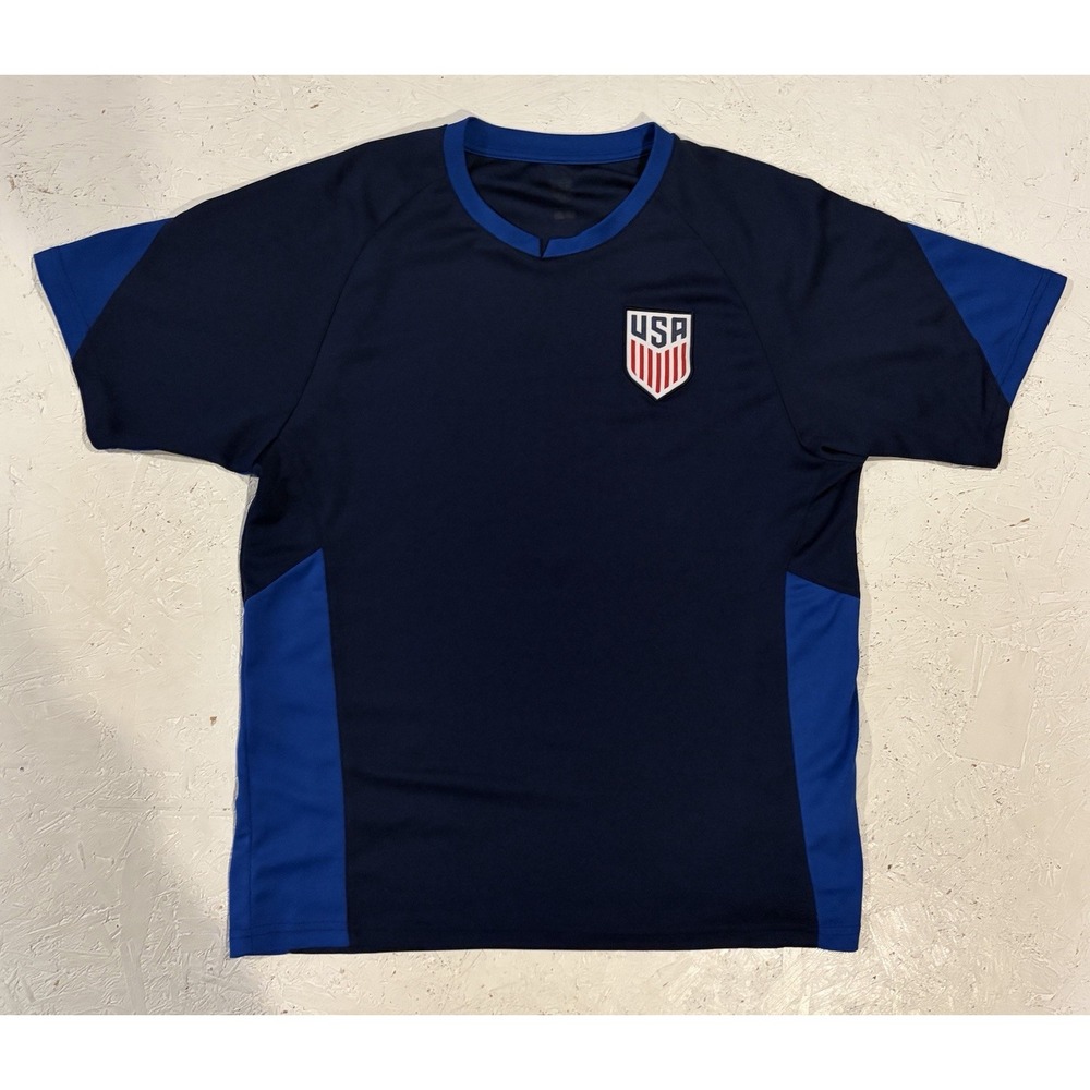 USA Soccer Practice Training Jersey Shirt Men's Medium Blue Short Sleeves USMNT